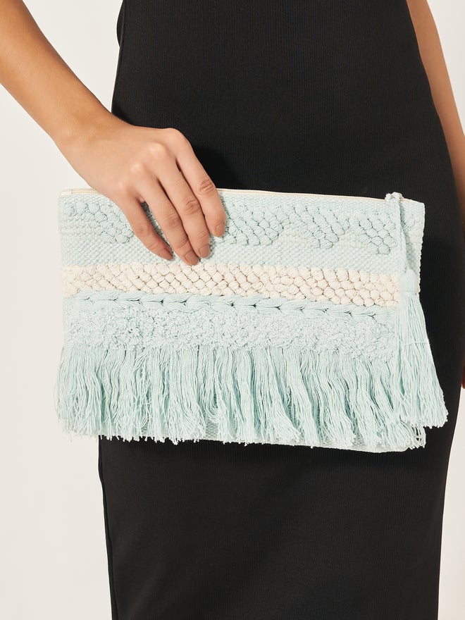 Styli Styli Pattern Fringe Clutch with Tassel Detail  - Image 2
