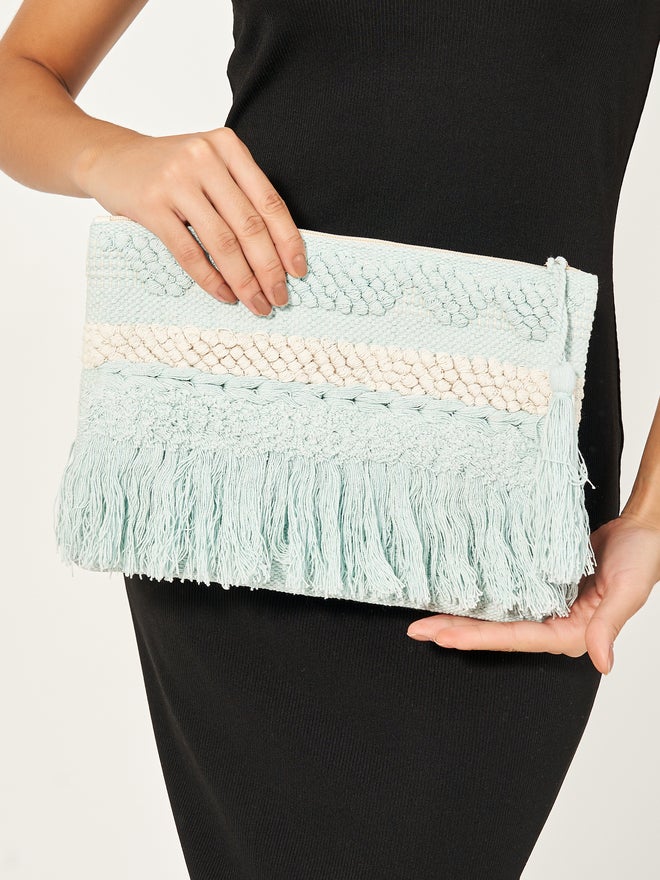 Styli Styli Pattern Fringe Clutch with Tassel Detail  - Image 3