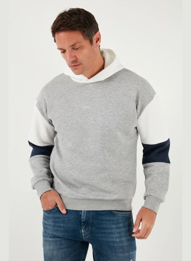 Buratti Buratti Cotton Relaxed Fit Hooded Sweatshirt with Soft Fleece Lining for Men 5905299