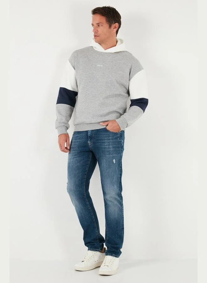 Buratti Buratti Cotton Relaxed Fit Hooded Sweatshirt with Soft Fleece Lining for Men 5905299