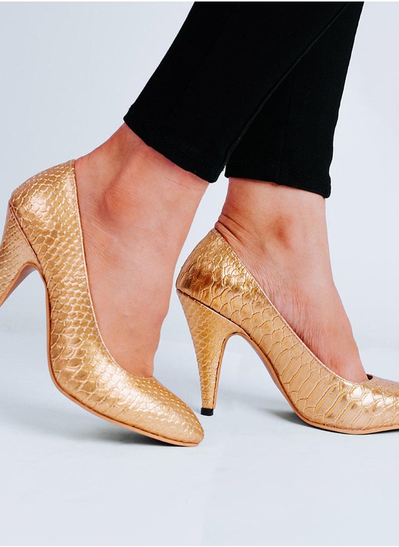 Zahwa Shoes Heeld Animal Print Snake Texture 9Cm Thin Size  - Image 2