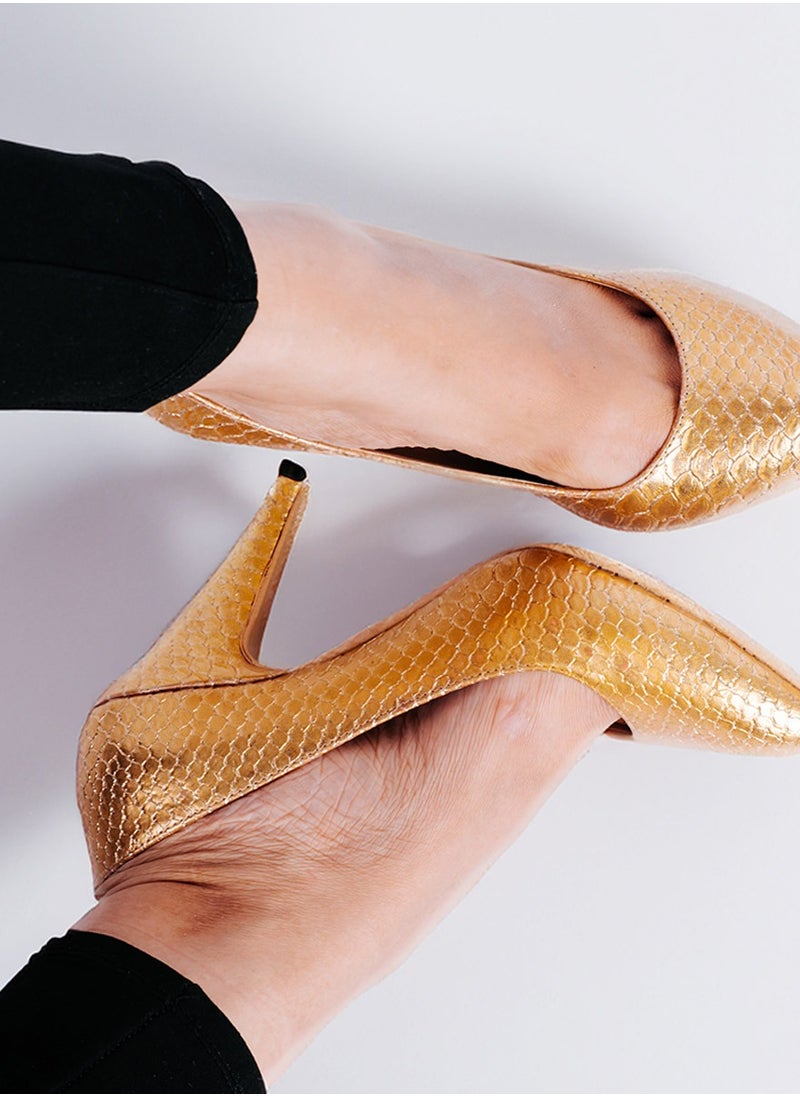 Zahwa Shoes Heeld Animal Print Snake Texture 9Cm Thin Size  - Image 3
