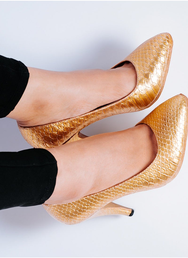 Zahwa Shoes Heeld Animal Print Snake Texture 9Cm Thin Size  - Image 4