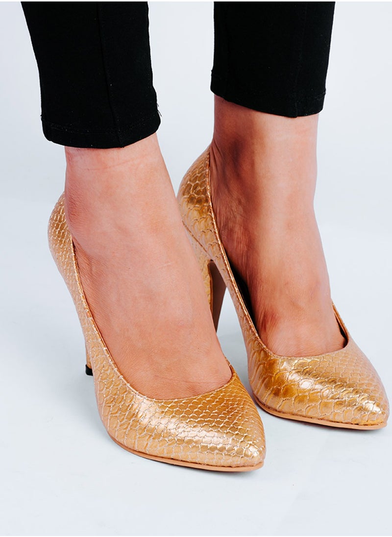 Zahwa Shoes Heeld Animal Print Snake Texture 9Cm Thin Size  - Image 1