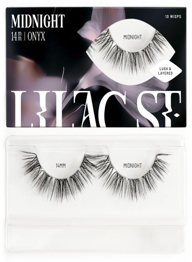 Lilac St. Lilac St - Midnight Dramatic Faux Eyelash Clusters (14mm) - Dark & Lush - DIY Lash Extension Wisps - Lightweight & Lifelike - Lasts 10 Days - Cruelty Free, Vegan, Women Founded - 10 Lashes - Image 1
