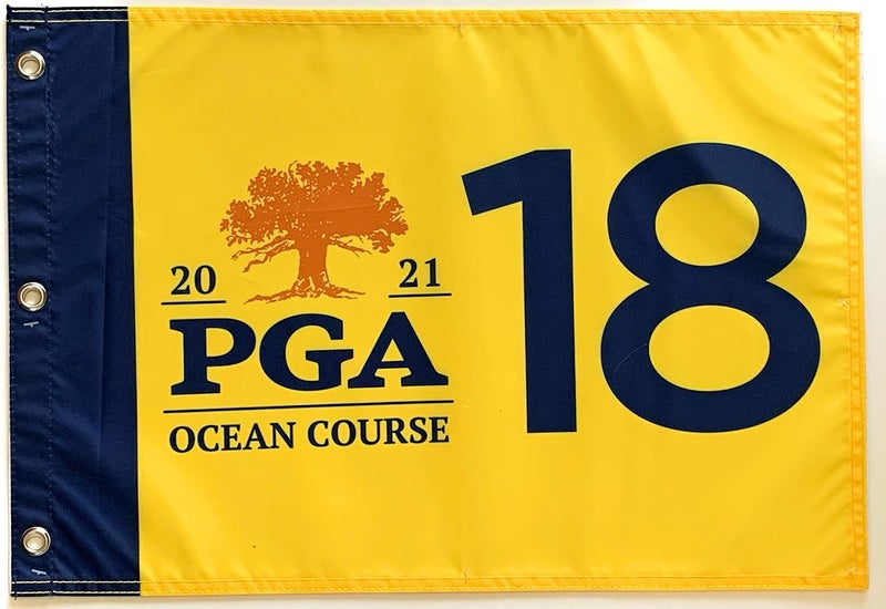PGA Tour 2021 Pga Championahip Flag kiawah island golf ocean course yellow silkscreen pin flag - Image 1