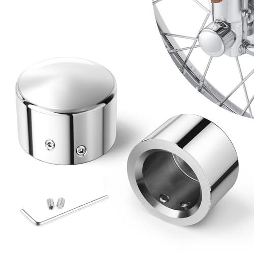 Benlari Chrome Front Axle Nut Covers fit for Harley, CNC Axle Nut Caps Compatible with Harley Davidson Touring Sportster Trike Dyna Softail Street Glide Road King Iron 883 Fat Boy 2002-2024 - Image 1