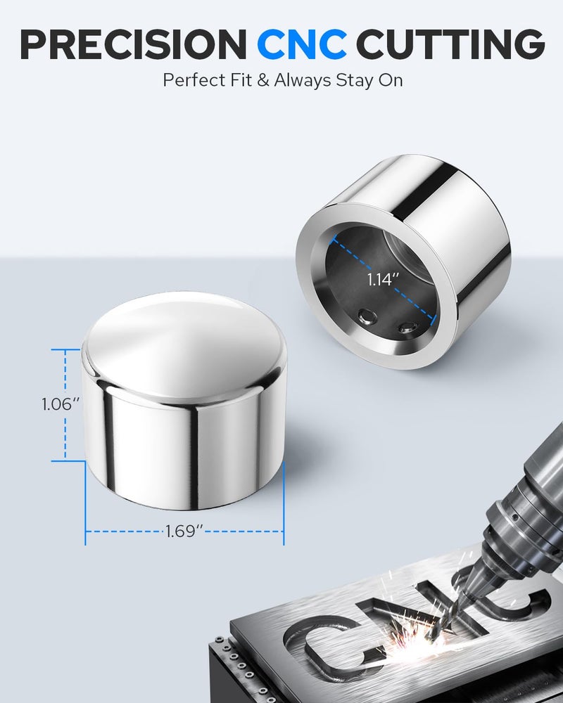 Benlari Chrome Front Axle Nut Covers fit for Harley, CNC Axle Nut Caps Compatible with Harley Davidson Touring Sportster Trike Dyna Softail Street Glide Road King Iron 883 Fat Boy 2002-2024 - Image 5