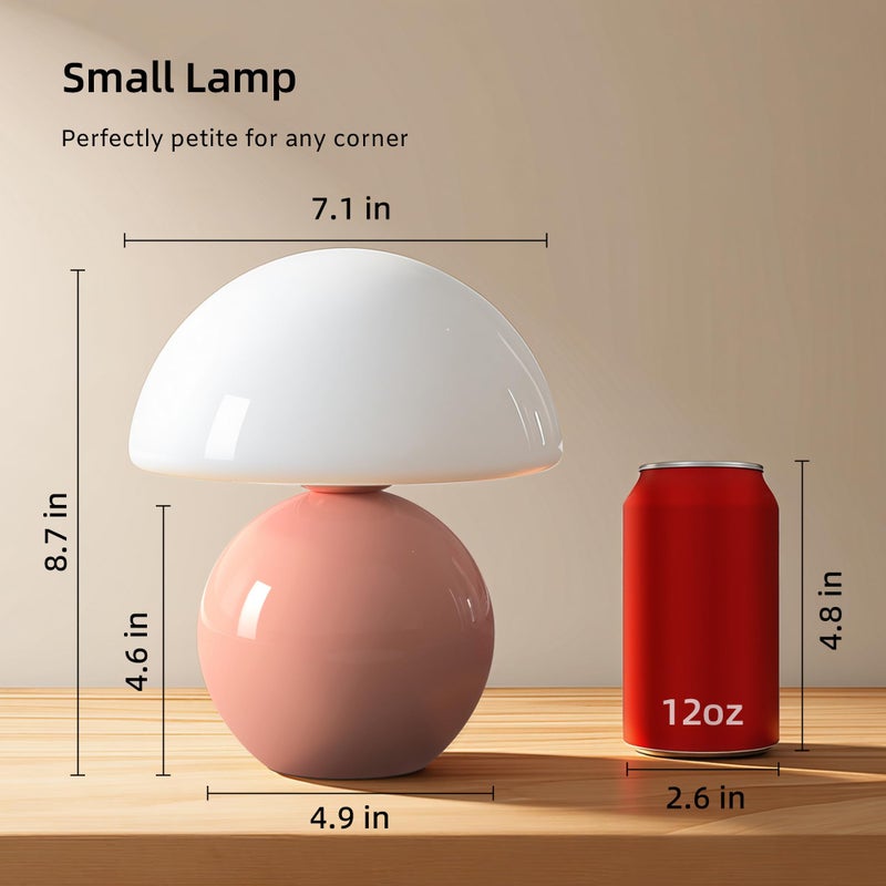 Dawnwake Mushroom Lamp Desk Lamp for Bedroom,Table Bedside Small Lamps for Living Room,Mushroom Decor Cute Mini Modern Mid Century Lamps for Night Stands,Unique Aesthetic Home Living Room Decor(Pink) - Image 5