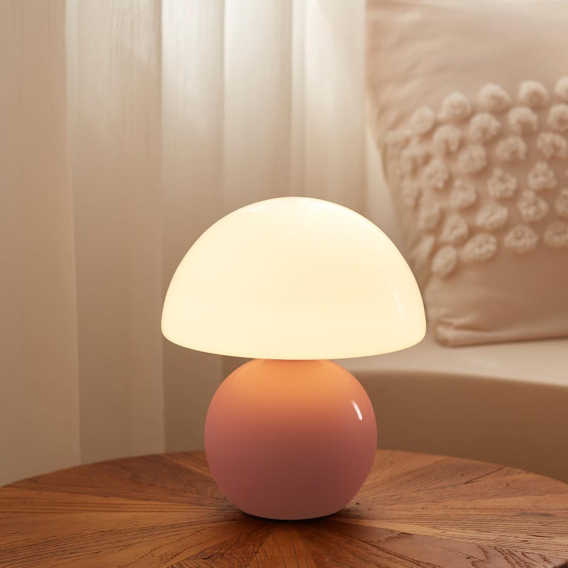 Dawnwake Mushroom Lamp Desk Lamp for Bedroom,Table Bedside Small Lamps for Living Room,Mushroom Decor Cute Mini Modern Mid Century Lamps for Night Stands,Unique Aesthetic Home Living Room Decor(Pink) - Image 1