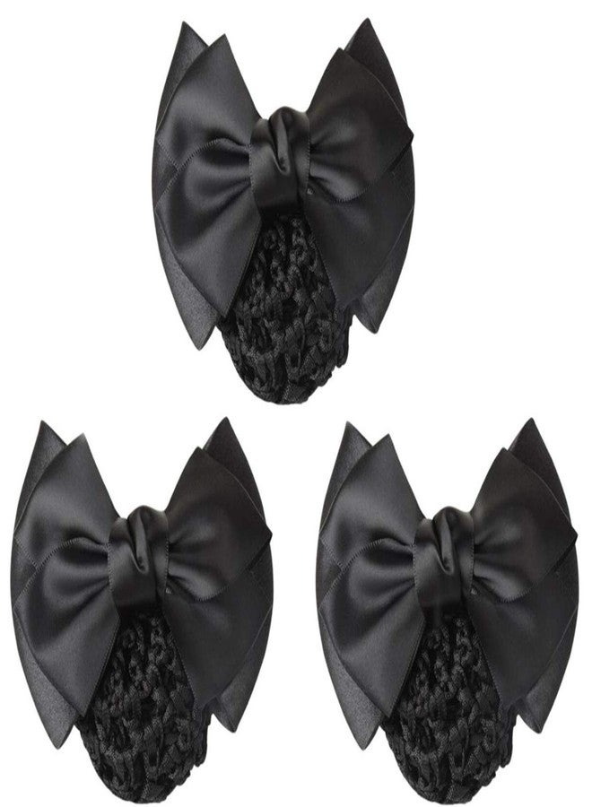 شينج زي مجموعة XINGZI مكونة من 3 قطع من مشابك الشعر السوداء المزينة بفيونكة، مناسبة للسيدات والفتيات، للاستخدام في أماكن العمل مثل البنوك والفنادق والشركات (أسود). - Image 1