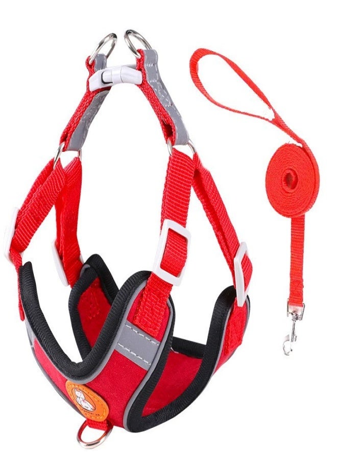 Red Vest-Style Dog Harness with Leash – Adjustable Chest Strap, Durable Walking Lead for Safe Outings - Image 1