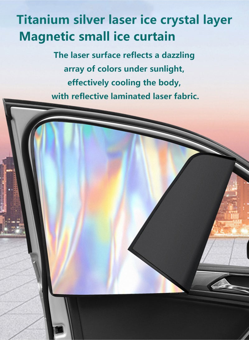 4-piece car side window sunshade, blocks 99% of sunlight, titanium silver sun protection layer with magnetic privacy curtains, universal car sunshade keeps the interior cool (2 front + 2 rear) - Image 3