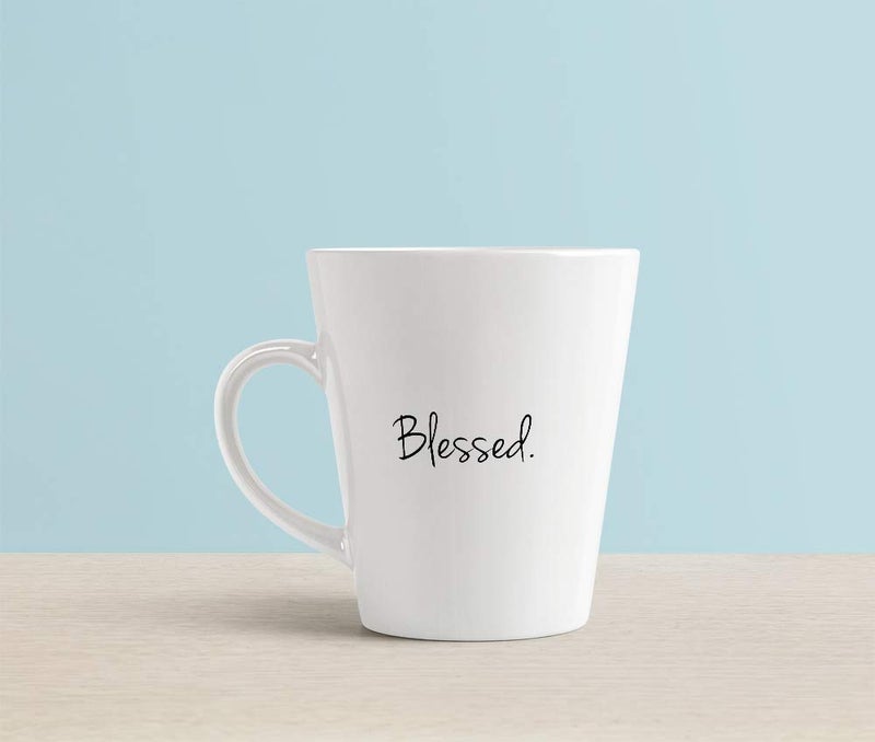 Tee Mafia Tee Mafia Blessed Conical Mug with Printed 12Oz conical Shape Coffee Mug with Print Coffee Tea Mug Quote Mug - Image 2