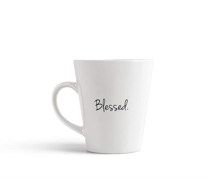 Tee Mafia Tee Mafia Blessed Conical Mug with Printed 12Oz conical Shape Coffee Mug with Print Coffee Tea Mug Quote Mug - Image 1