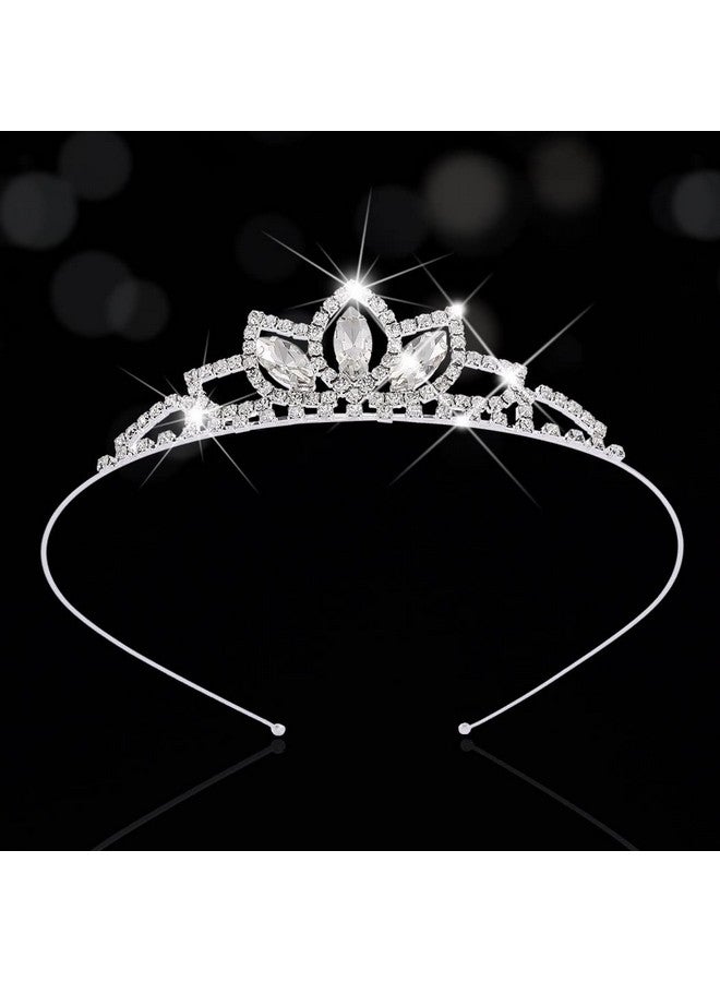 Kilshye Princess Silver Tiara And Crown Pink Crystal Tiaras Girls Pageant Crowns Rhinestone Birthday Headdress For Kids (Silver) - Image 1