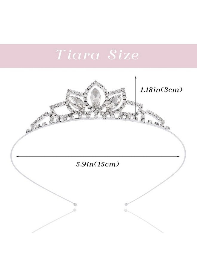 Kilshye Princess Silver Tiara And Crown Pink Crystal Tiaras Girls Pageant Crowns Rhinestone Birthday Headdress For Kids (Silver) - Image 5