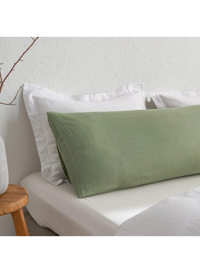 Simple&Opulence Simple&Opulence Body Pillow Cover 20" x 54", 100% Pure Linen, Ultra Soft and Breathable, Body Pillowcase with Envelope Closure for Adults (Sage Green)  - Image 4
