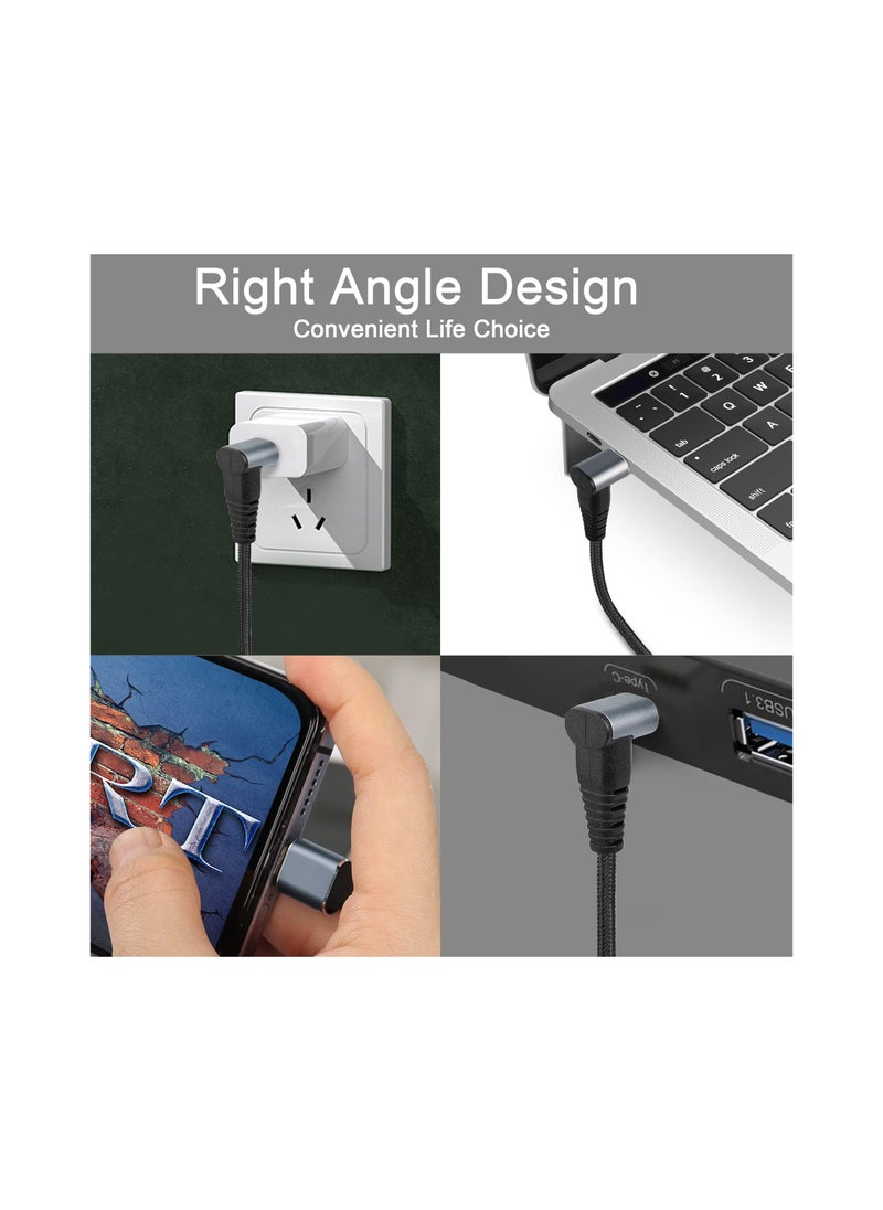 2M 90 Degree USB C Extension Cable, Right Angle USB3.1 Gen2 Cable 10Gbps PD 100W Male to Female Charging Cord Type-C Extender Up Down Cable Compatible with Laptops and More Type-C Devices