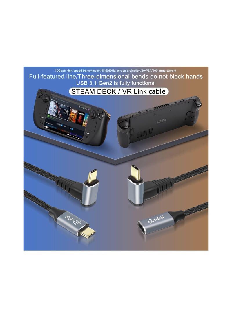 2M 90 Degree USB C Extension Cable, Right Angle USB3.1 Gen2 Cable 10Gbps PD 100W Male to Female Charging Cord Type-C Extender Up Down Cable Compatible with Laptops and More Type-C Devices
