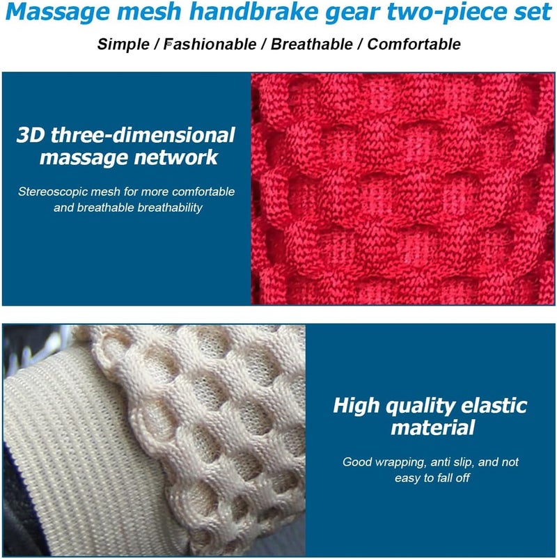 2 Pack Car Gear Shift Knob Cover & Handbrake Cover, Automotive Anti-Slip Breathable Comfortable Handbrake Gear Shift Protector, Vehicle Interior Accessories - Image 4