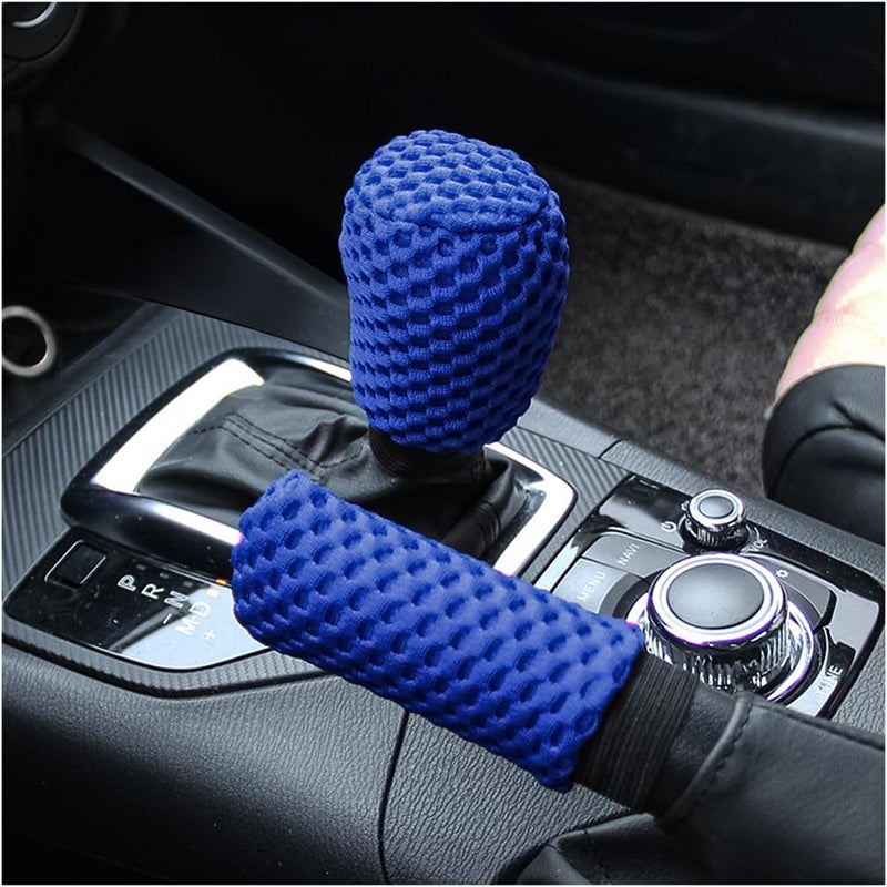 2 Pack Car Gear Shift Knob Cover & Handbrake Cover, Automotive Anti-Slip Breathable Comfortable Handbrake Gear Shift Protector, Vehicle Interior Accessories - Image 1
