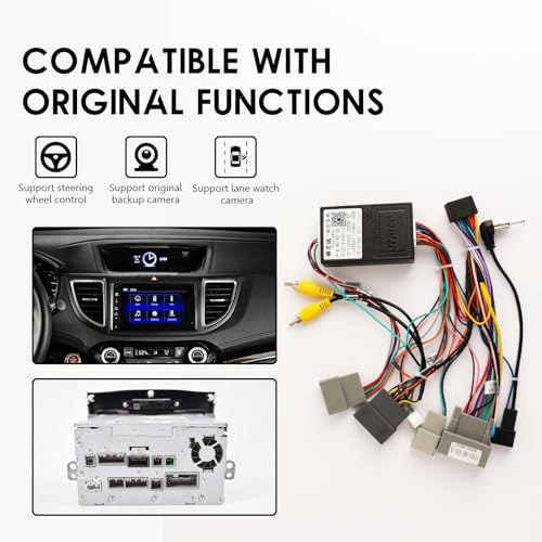 ViaBecs 16-Pin Car Stereo Wire Harness with Canbus Box for Honda CRV 2015–2016 2.4L, Civic 2014–2015, Retain Factory LaneWatch Camera Steering Wheel Control Rear Camera, Plug & Play for Android Radio - Image 3