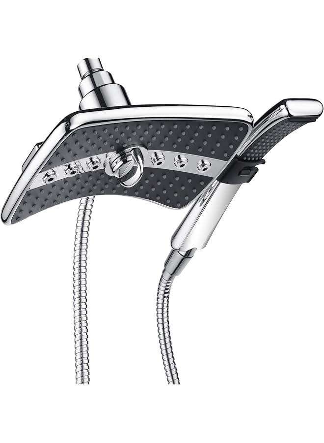 The Bros Dual Shower Head Combo Set, Handheld Showerhead Rainfall Shower Head Combo with Black Face, 60 Inch Long Stainless Steel Shower Hose, Chrome - Image 1