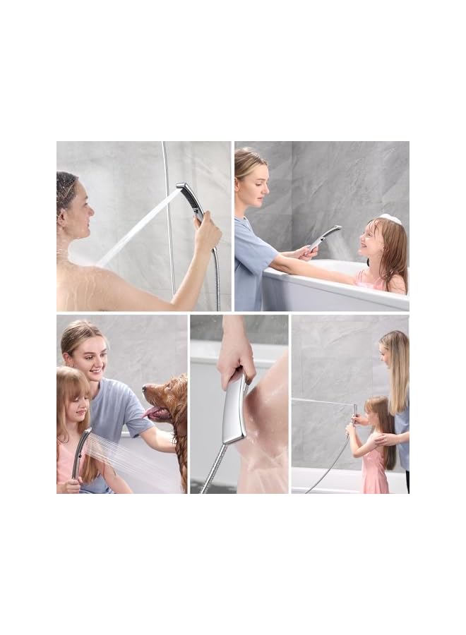 The Bros Dual Shower Head Combo Set, Handheld Showerhead Rainfall Shower Head Combo with Black Face, 60 Inch Long Stainless Steel Shower Hose, Chrome - Image 4
