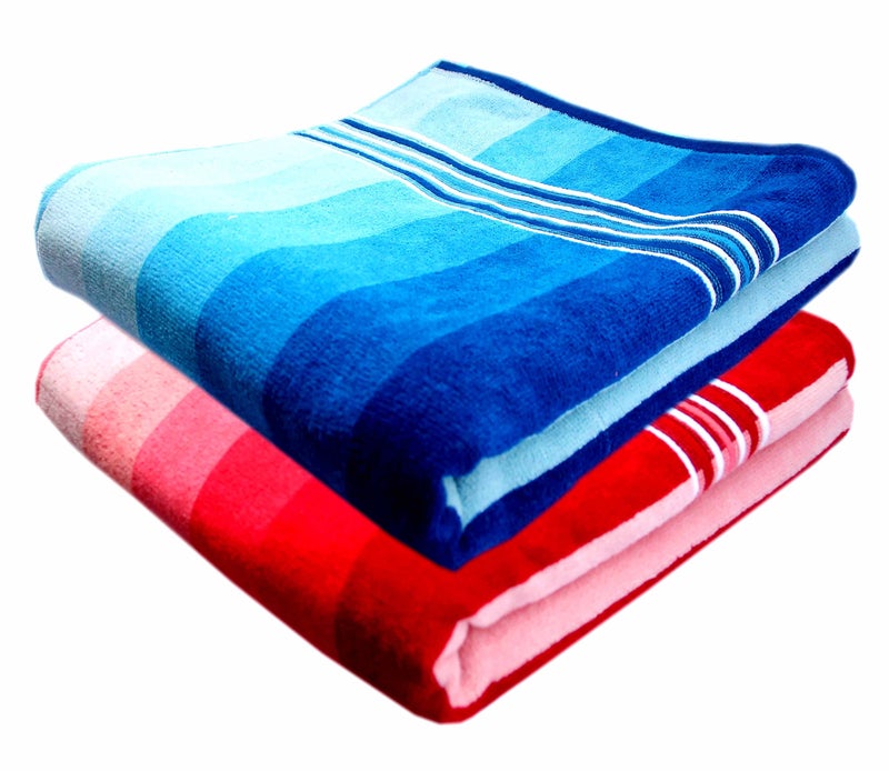 Space Fly Luxury Cotton Stylish and Super Absorbent, Good Look Quick Drying and Easy Washing Bath Towels (Multicolour, 28 X 58-inch) (Set of 2) - Image 1