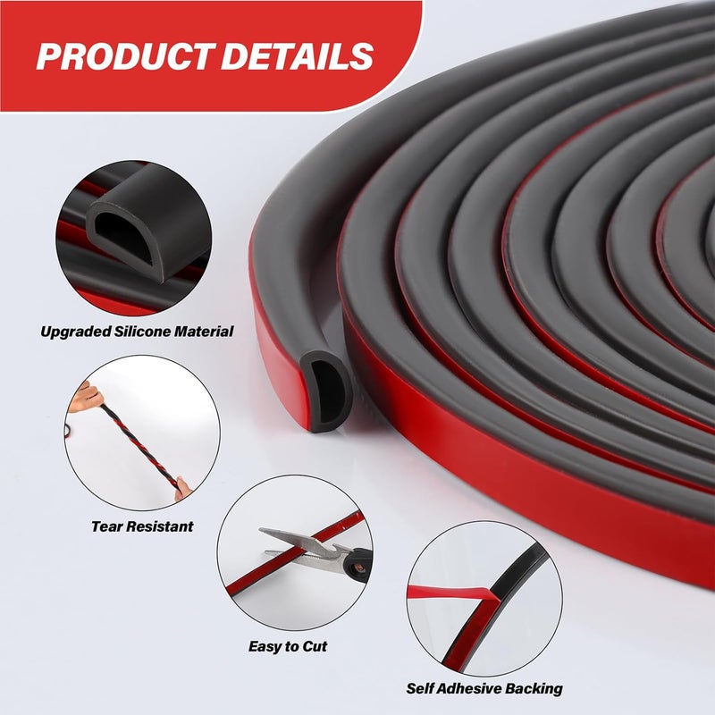 Neyway Silicone D Shape Weather Stripping Rubber Seal, 20FT Self Adhesive Weather Stripping for Boat, Auto, RV, Marine, Garage Doors/Window, W:1 in; H:1/2 in; 20Feet - Image 3