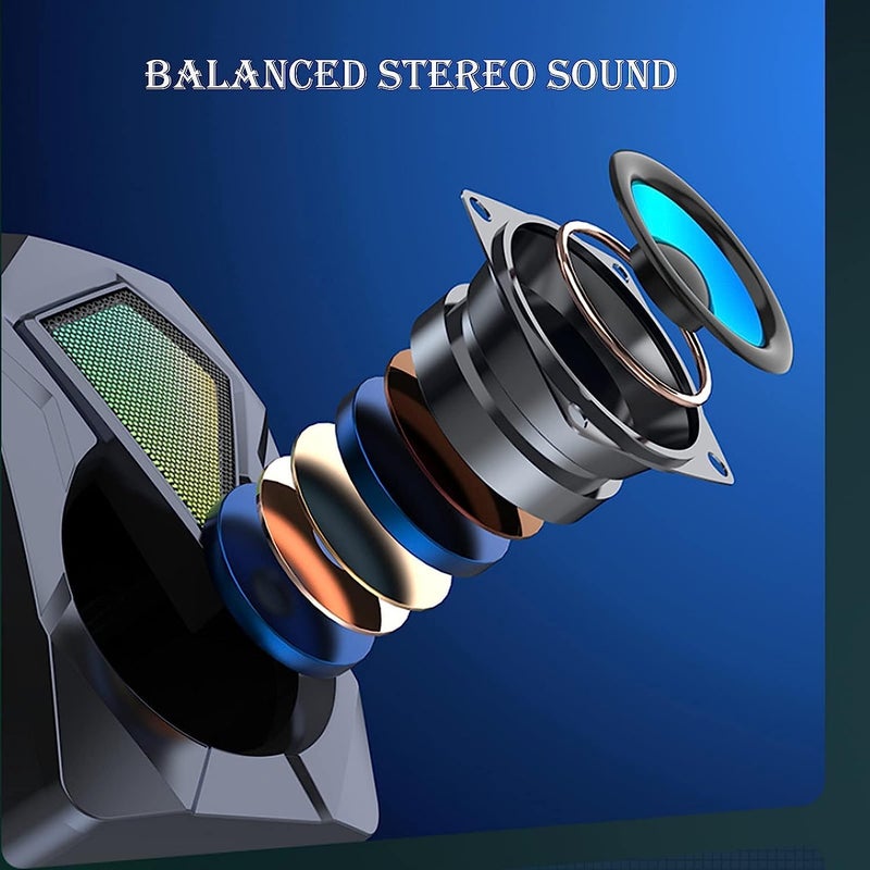 Forev FV-209 Computer Gaming Speakers - 3W*2 RGB Lights Wired Stereo Mini - 3.5mm Jack + 2.0 USB Powered For Gaming/Movie/Music/PC/Laptop - Image 3