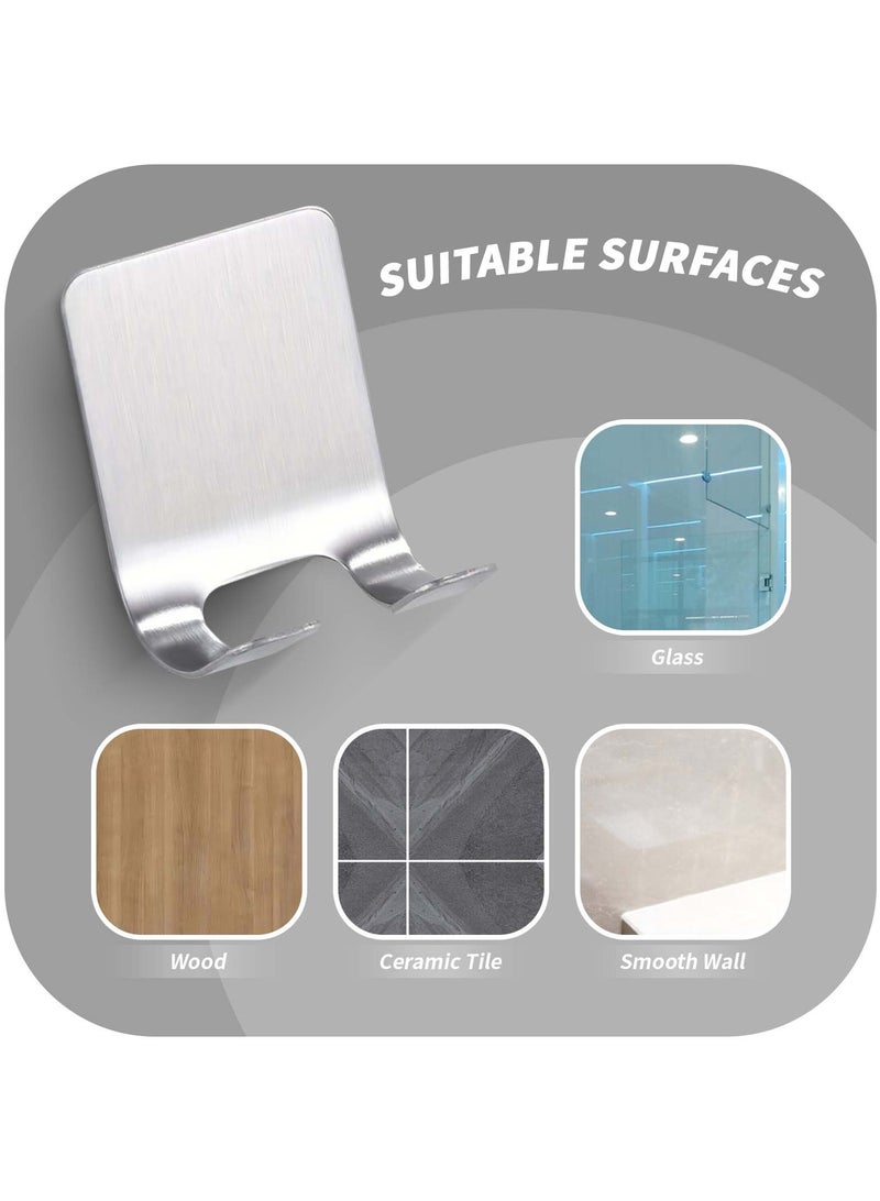 Razor Holder Shaver Hook Hanger Stand(4 Pack)Self Adhesive Stainless Steel Heavy Duty Utility Storage Hook,Shower Hook for Razor,Bathroom Kitchen Organizer for Plug Robe Towel Loofah Bathrobe Coat - Image 5