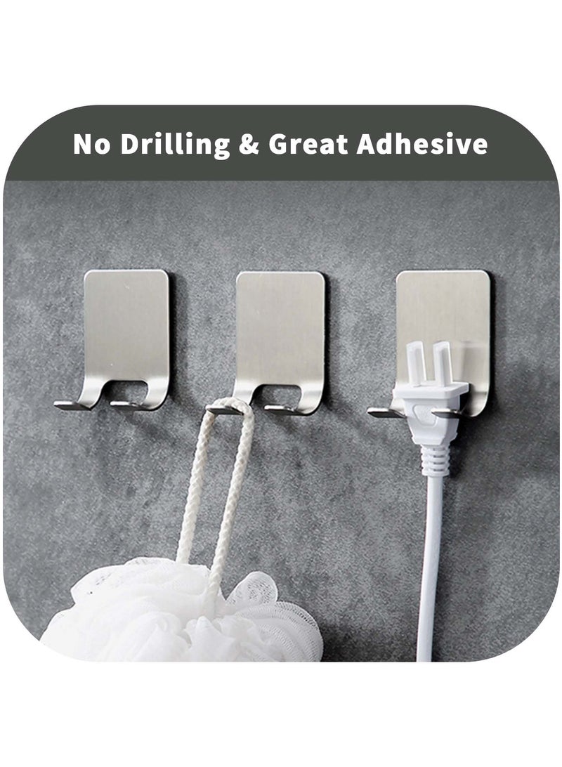 Razor Holder Shaver Hook Hanger Stand(4 Pack)Self Adhesive Stainless Steel Heavy Duty Utility Storage Hook,Shower Hook for Razor,Bathroom Kitchen Organizer for Plug Robe Towel Loofah Bathrobe Coat - Image 3