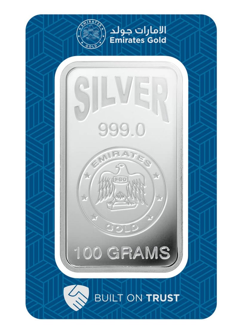 Emirates Gold - Emirates 100g Pure Silver Bar 999 - 100 Grams - Image 1