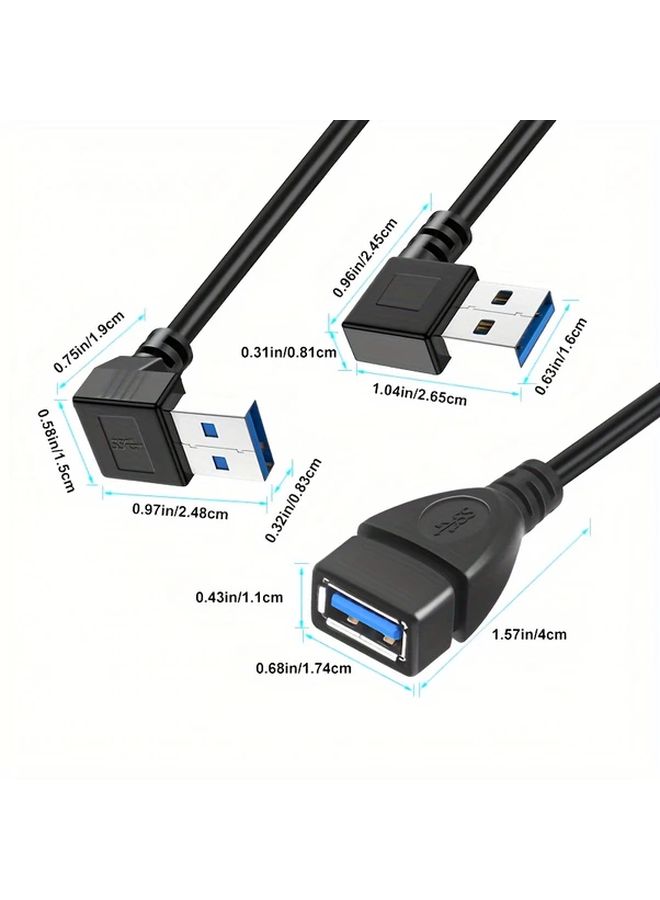 كابل تمديد USB 3.0 بزاوية علوية 5 جيجابت في الثانية محول كوع 90 درجة من ذكر إلى أنثى باللون الأسود - Image 5