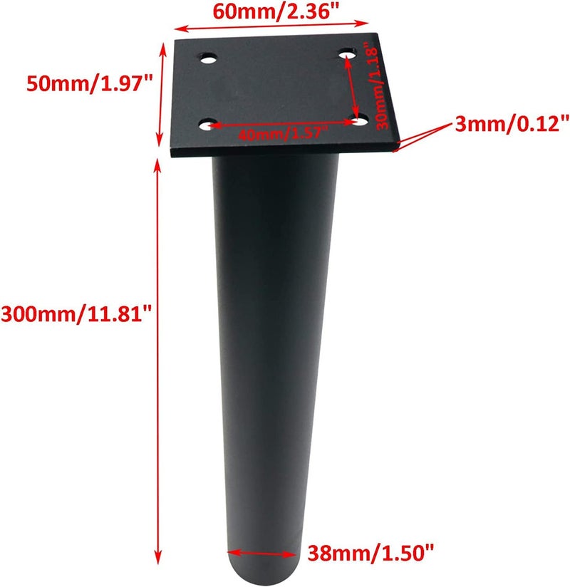 Dcloud Newtown Furniture Legs Metal Black Coffee Table Leg Support Legs Bedside Cabinet Legs TV Cabinet Sofa Legs 4 Piece Black 12 - Image 5