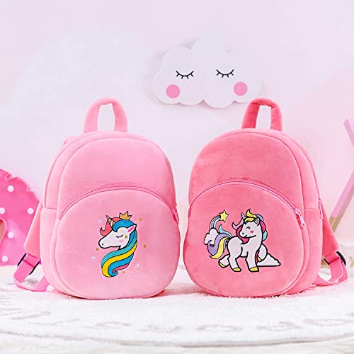 Frantic Kids Soft Cartoon Animal Travelling School Bag Soft Plush Standard 2 Compartment Backpack Boys Girls Baby For 2 To 5 Years Baby/Boys/Girls Nursery, Preschool,Picnic(Hotpinkunicorn21) Small - Image 3