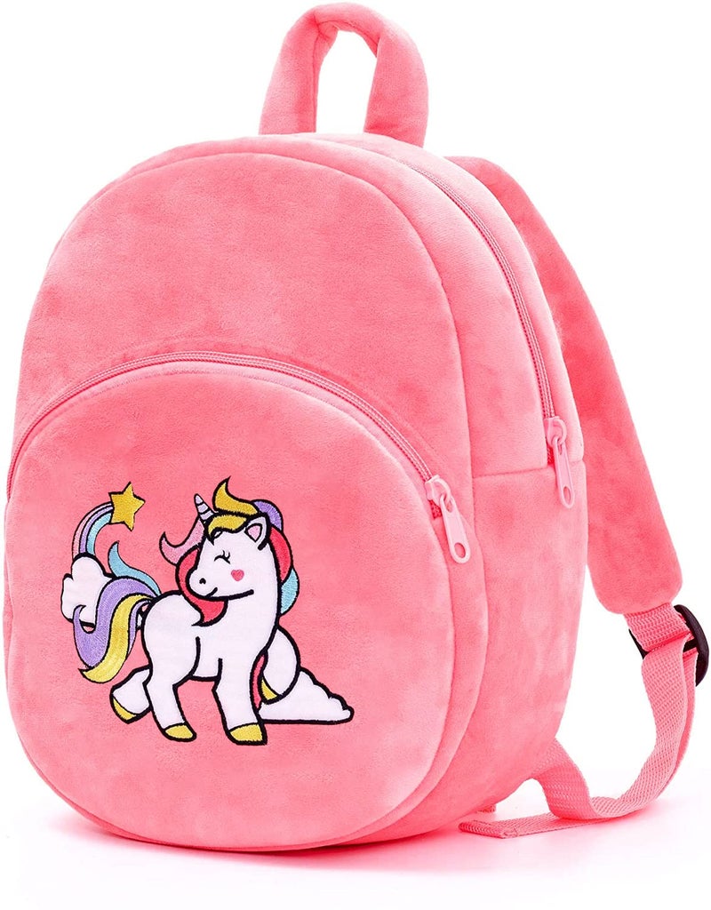 Frantic Kids Soft Cartoon Animal Travelling School Bag Soft Plush Standard 2 Compartment Backpack Boys Girls Baby For 2 To 5 Years Baby/Boys/Girls Nursery, Preschool,Picnic(Hotpinkunicorn21) Small - Image 1
