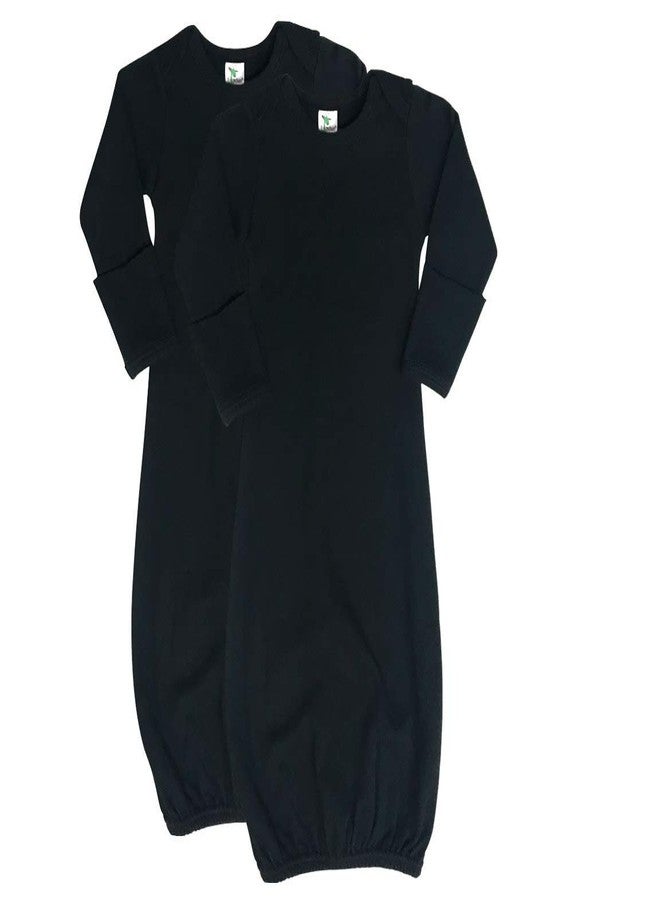 Laughing Giraffe Baby Long Sleeve Sleeper Gown with Mittens 0-3M (2-PACK) (Black, 0-3 Months) - Image 1
