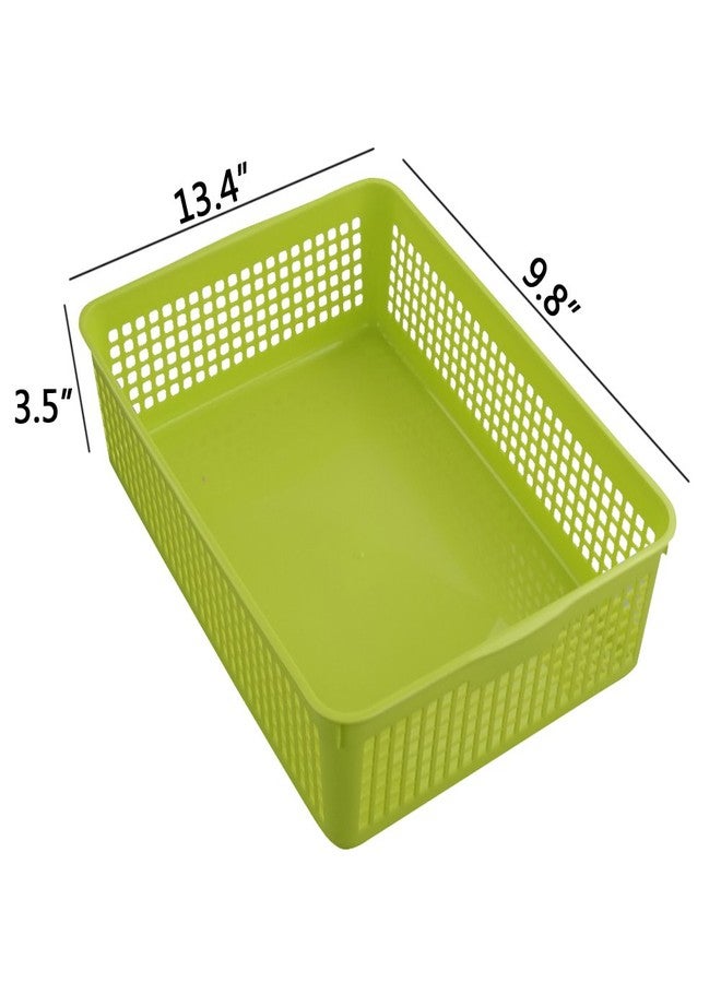 Cand 6 Packs Plastic A4 Paper Storage Baskte Tray for File, Paper, Letter, Green & Blue - Image 2