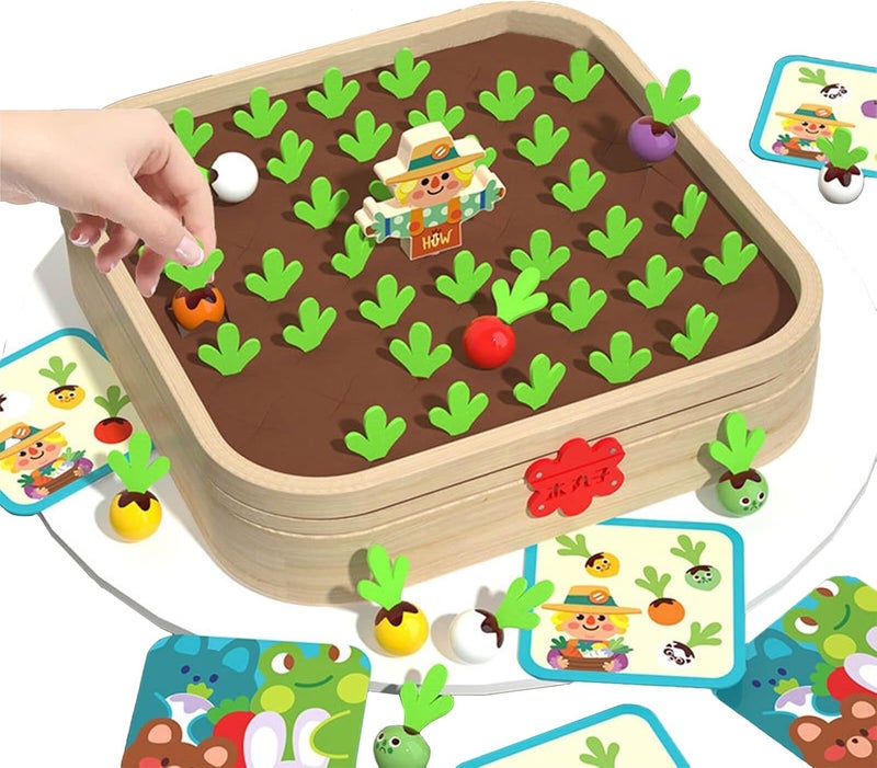 EDUTREE Montessori Carrot Harvest Toy – Wooden Educational Shape & Color Sorting Game for Toddlers, Memory Matching & Fine Motor Skills Toy, Ideal Gift for Boys & Girls Ages 3-6 - Image 1