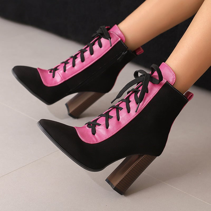Supply Fashion Suede Super High Heel 40-50 Plus Size Winter Elegant Short Boots - Image 4