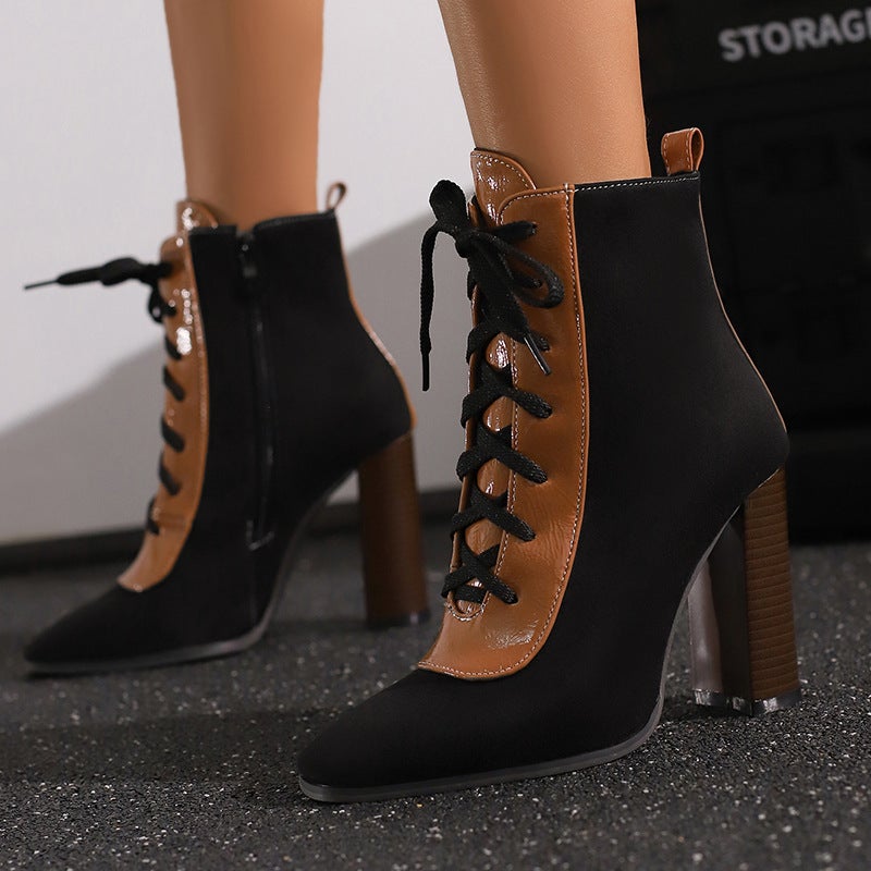 Supply Fashion Suede Super High Heel 40-50 Plus Size Winter Elegant Short Boots - Image 5