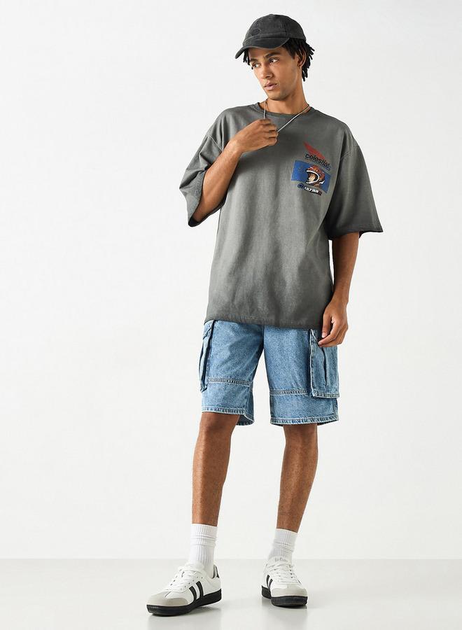 SP Characters Printed Crew Neck T-shirt with Short Sleeves - Image 2