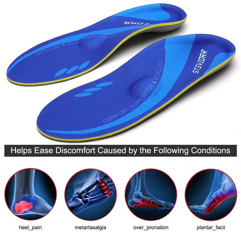 STSVZORR High Arch Support Insoles Plantar Fasciitis Orthotic Shoes Inserts Relieve Flat Feet Heel Pain Athletic Cushioning - Image 2