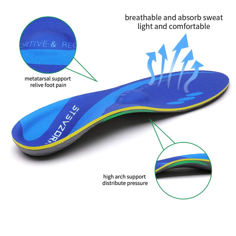 STSVZORR High Arch Support Insoles Plantar Fasciitis Orthotic Shoes Inserts Relieve Flat Feet Heel Pain Athletic Cushioning - Image 3