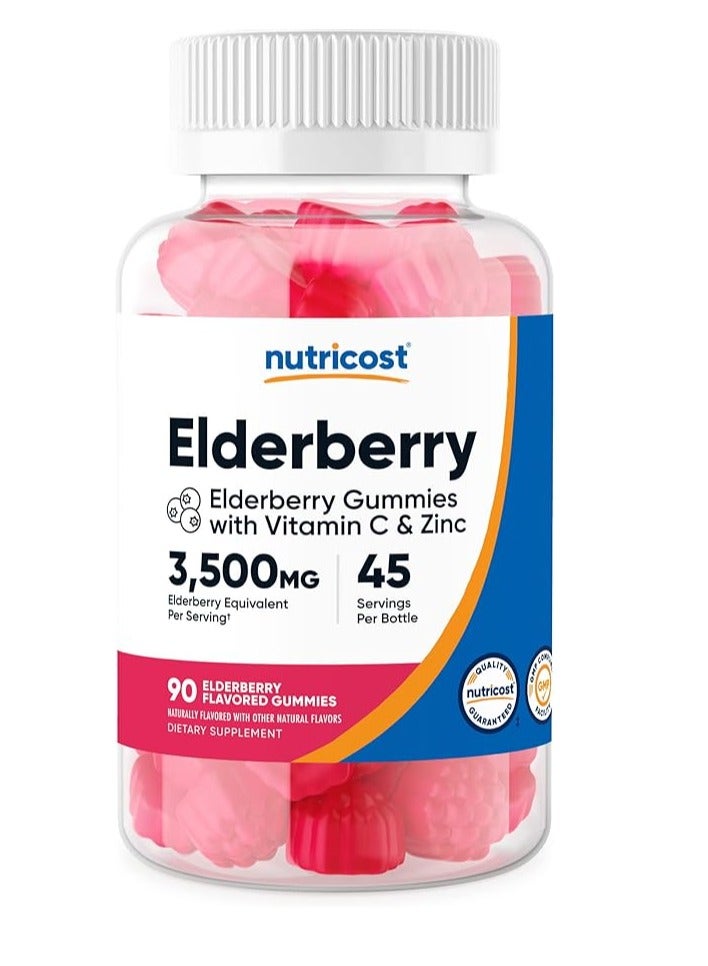 Nutricost Elderberry Gummies with Vitamin C and Zinc 90 Gummies