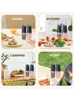 Abania 2 Pack Gravity Electric Salt And Pepper Grinder Set, Automatic Salt And Pepper Grinder Set, Battery Powered (6 AAA Batteries Each), Adjustable Roughness, LED Light  - Image 2
