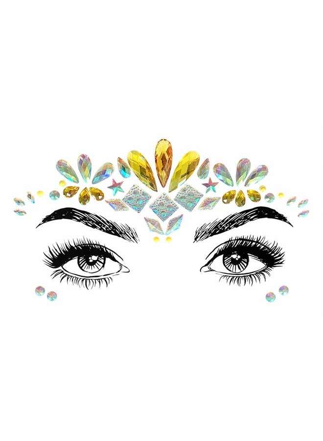 SHINEYES 8 PCS Mermaid Face Gems Glitter,Rhinestone Rave Festival Face Stickers Jewels, Crystals Face Stickers for Eyes Face Body Temporary Tattoos - Image 1